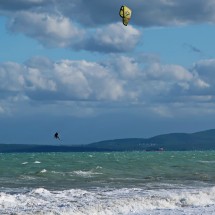 Kitesurfing in Burgas - one person in the air